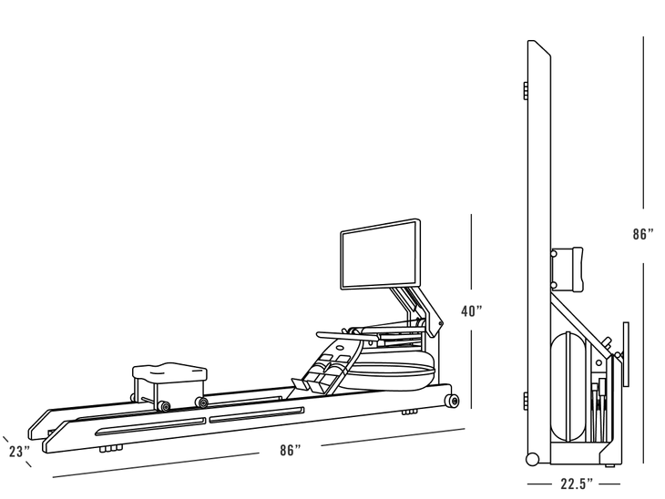 ergatta waterrower dimensions